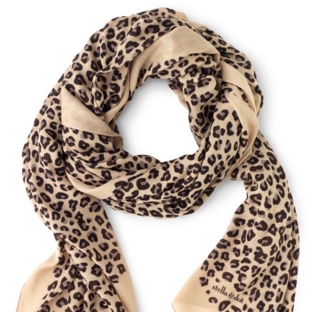Stella & Dot Animal Print Scarf - Beige and Dark Brown